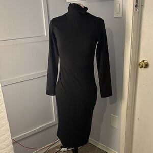 Amazon Black Long Sleeve Turtleneck Midi Dress